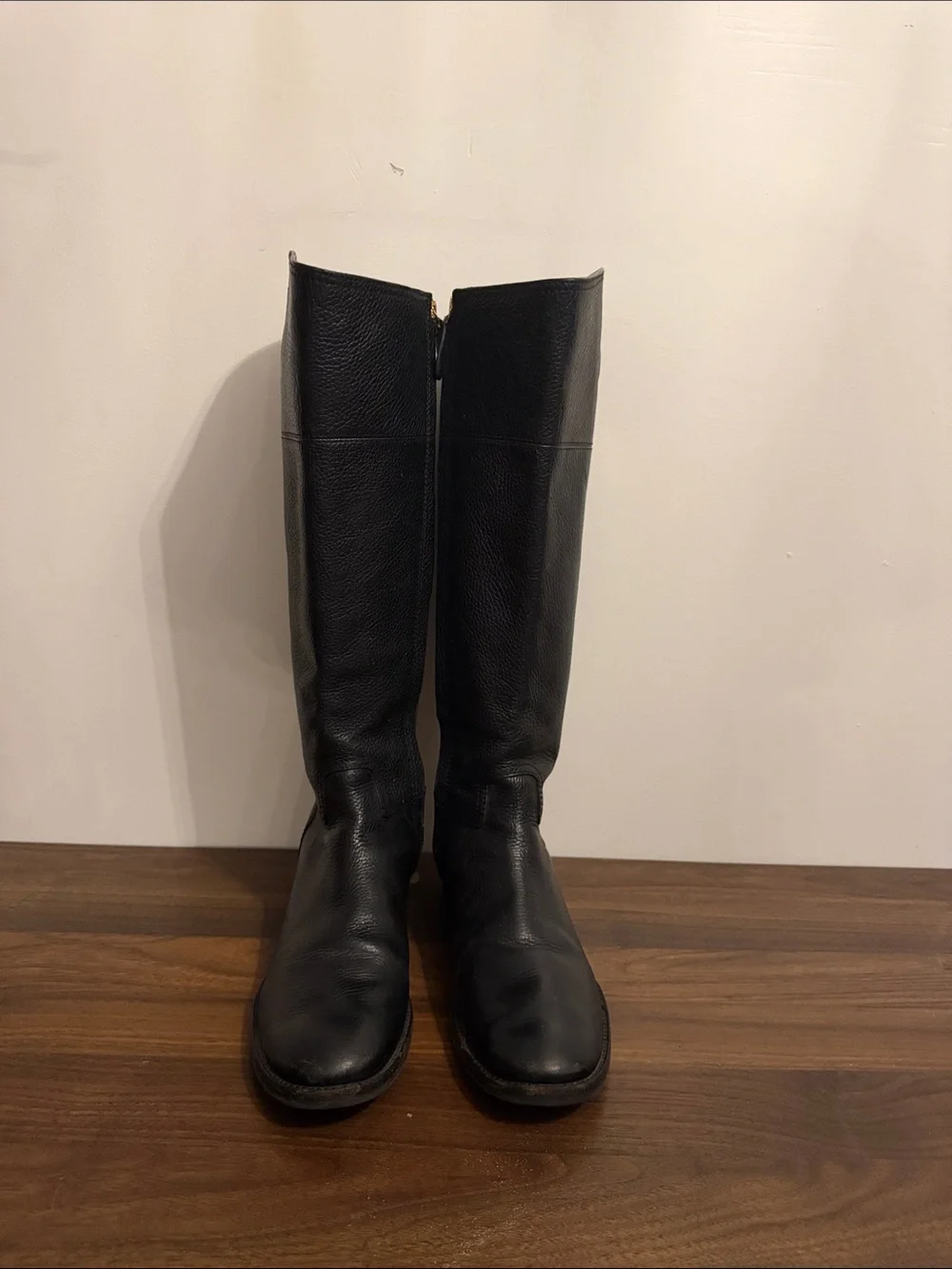 Tory Burch Junction Leather Riding Boots Black-sz 9